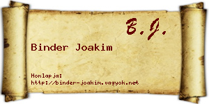 Binder Joakim névjegykártya